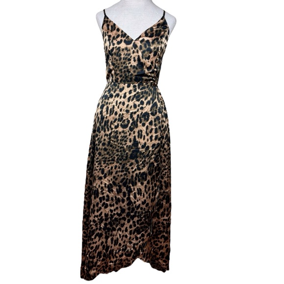 Lulus Dresses & Skirts - Lulu’s ‘Coraline’ High Low Midi Leopard Print Sleeveless Wrap Dress Size Small